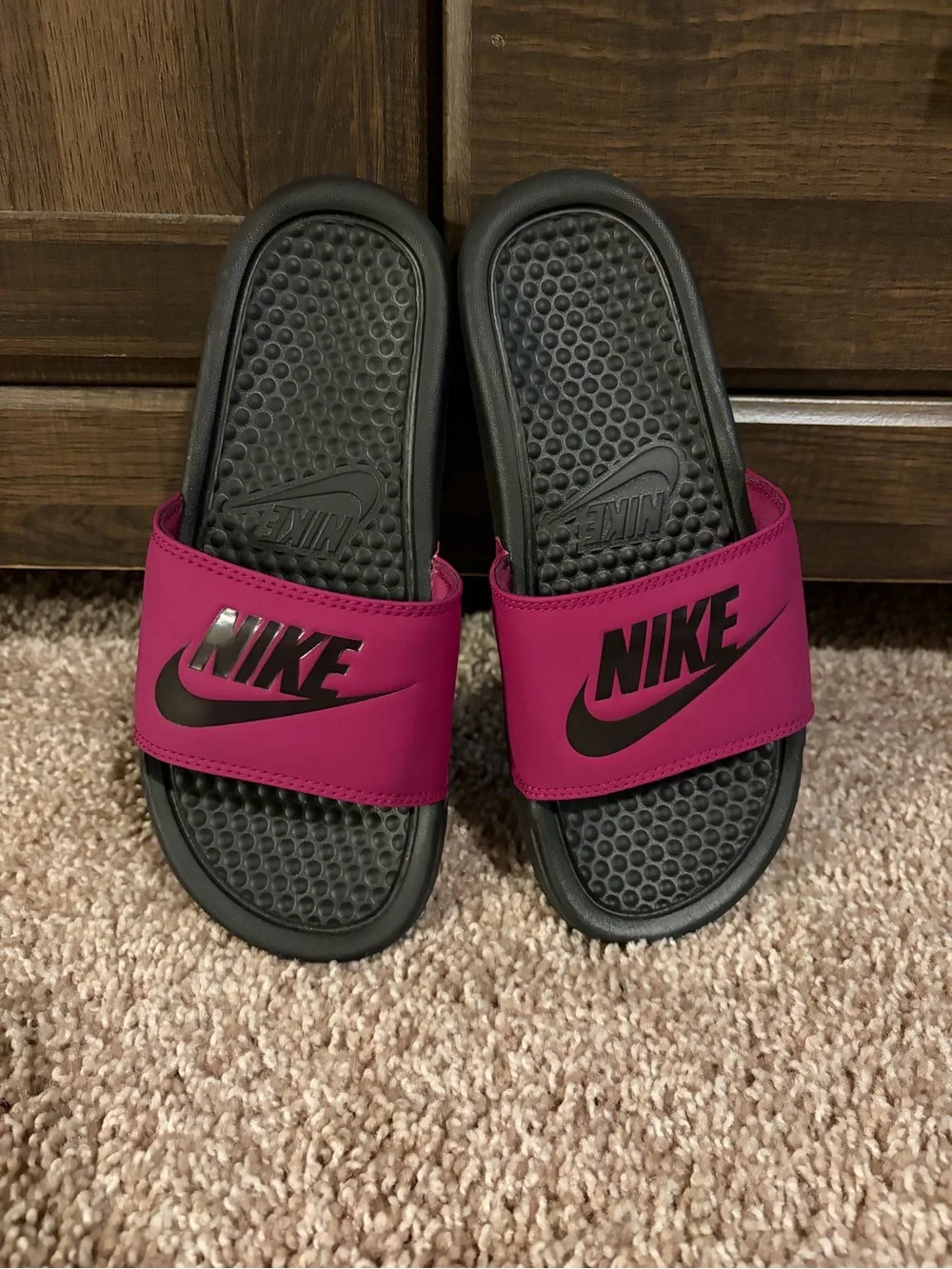 Nike Black & Magenta Benassi JDI Slides